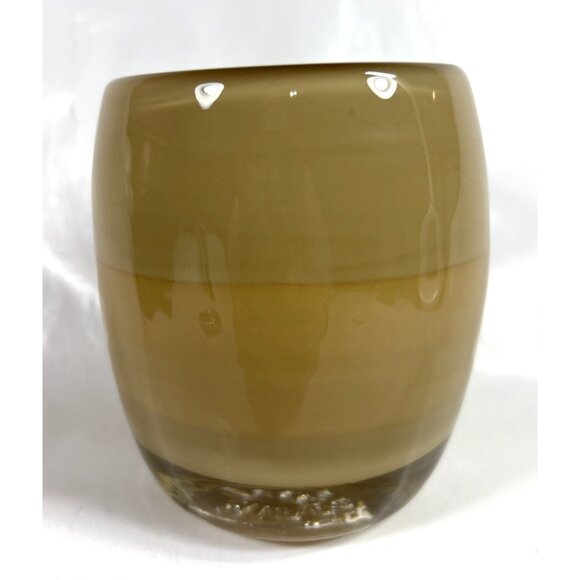 Glass.ful Votive Candle Holder Tan Brown Handblown Cased Glass Canadian - Picture 2 of 9